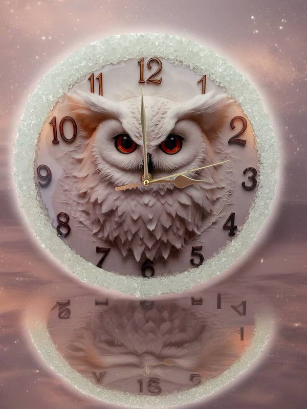 Resin owl clock