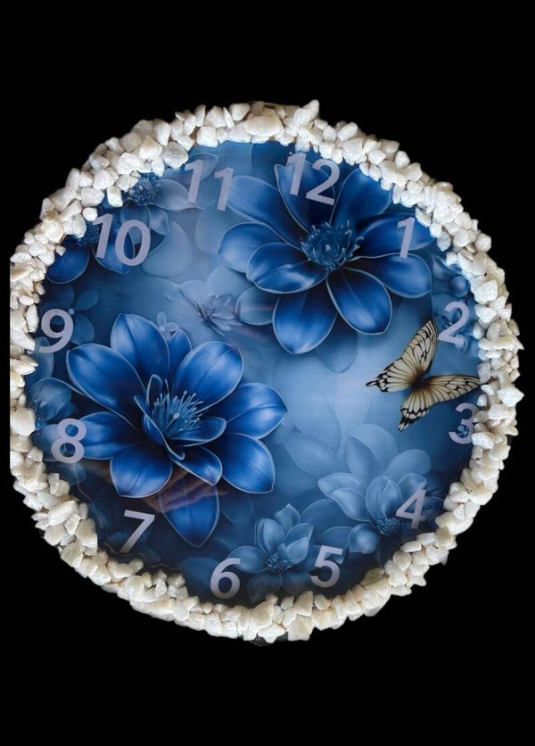 Blue Floer butterfly clock
