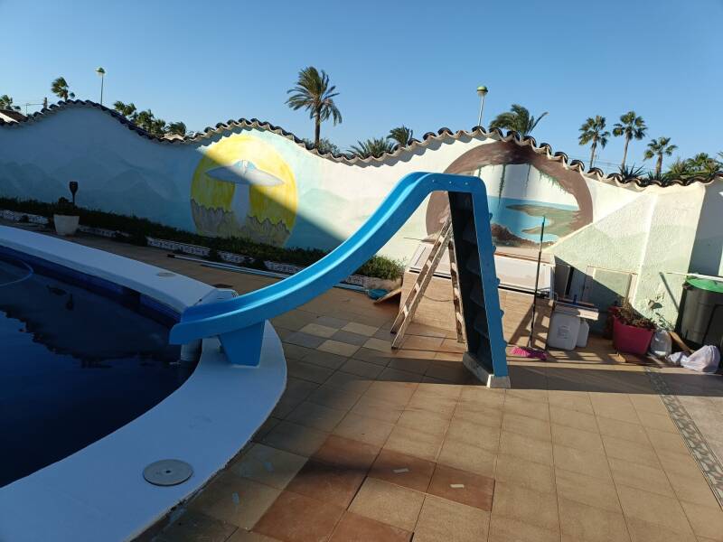 Pintura togogan y piscina despues