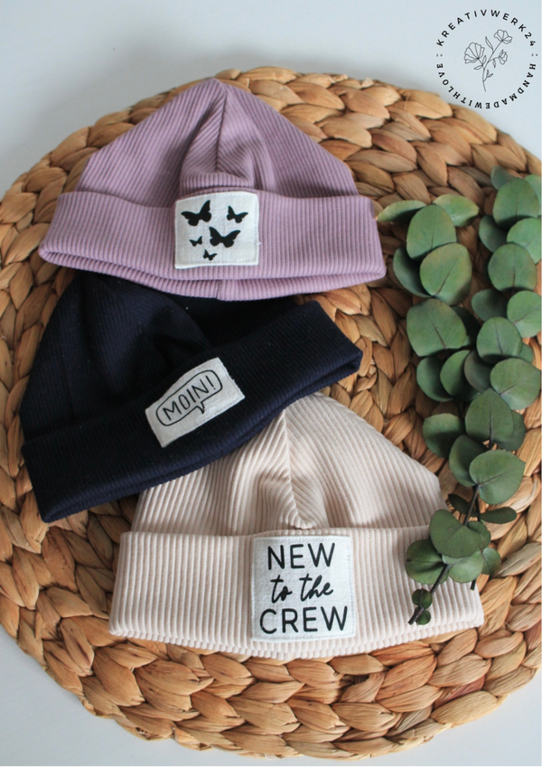 Hipster Beanie doppellagig o. gefüttert, personalisiert