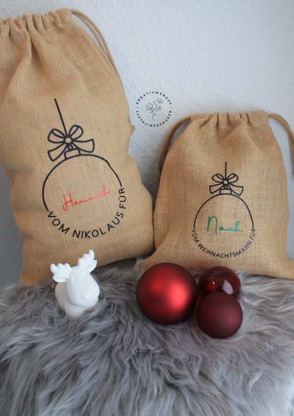 Personalisierte Geschenksäckchen aus Jute