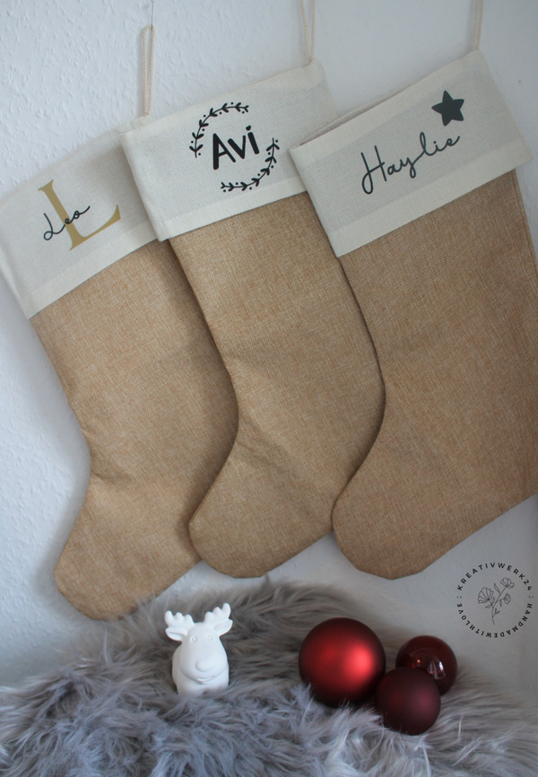 Personalisierter Nikolausstiefel aus Jute