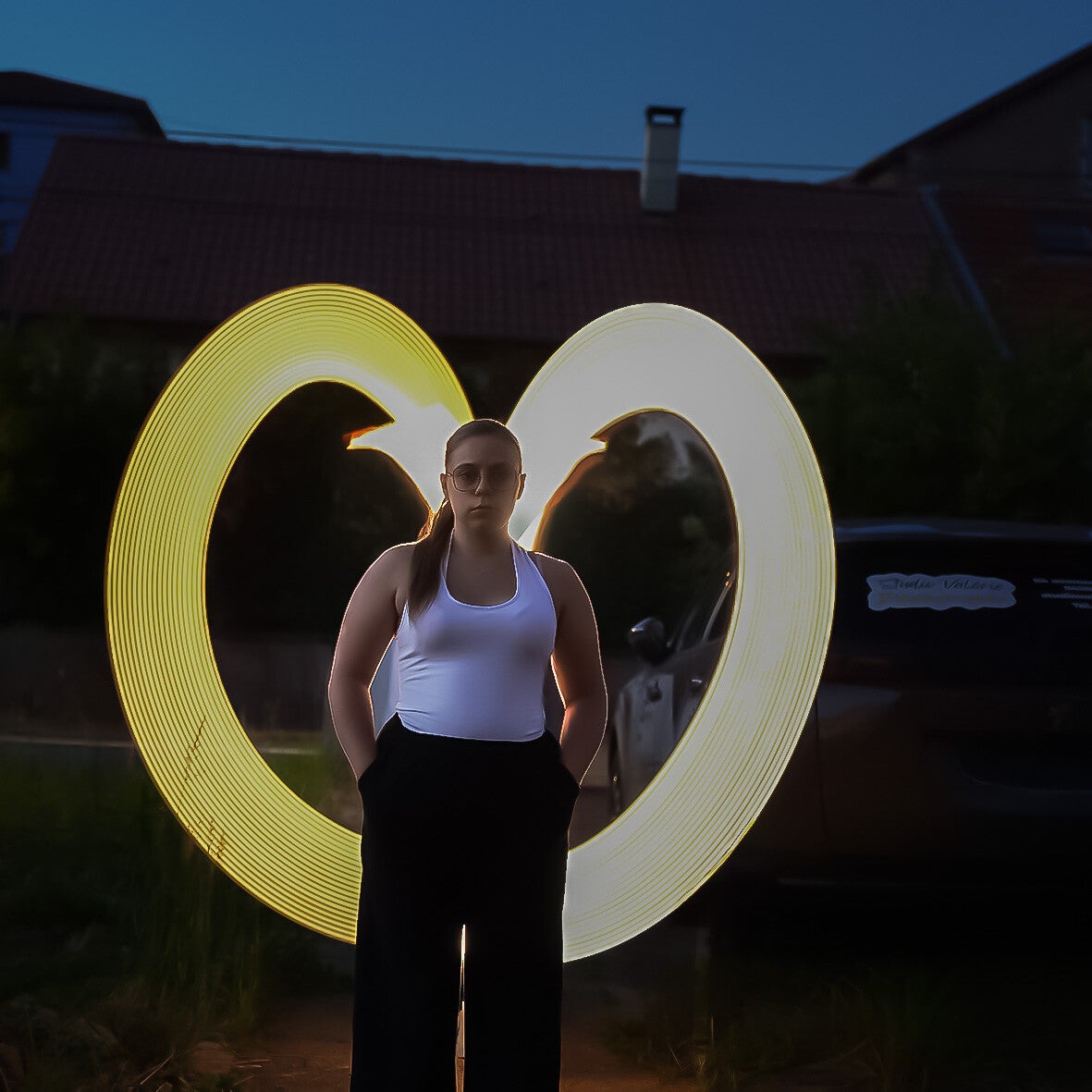 Premier essai Light Painting avec cœur lumineux