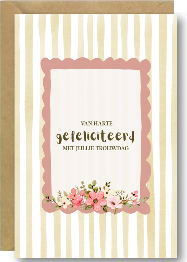 Huwelijksjubileum - kader met bloemen