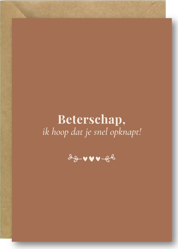 Beterschap, ik hoop dat je snel opknapt - hartjes