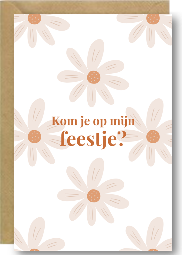 Uitnodiging feestje meisjes - bloemetjes