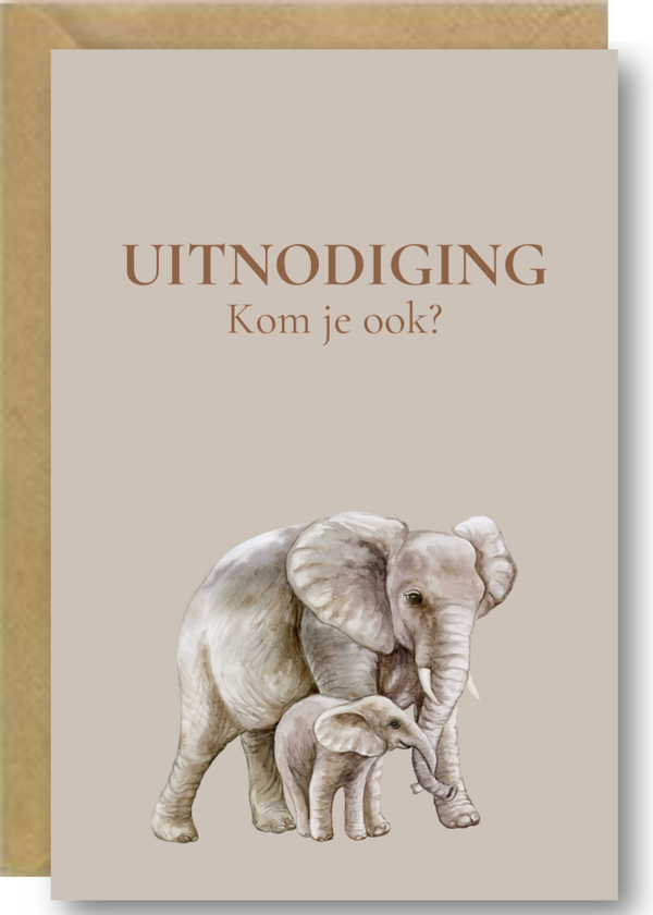Uitnodiging feestje jongen - olifant