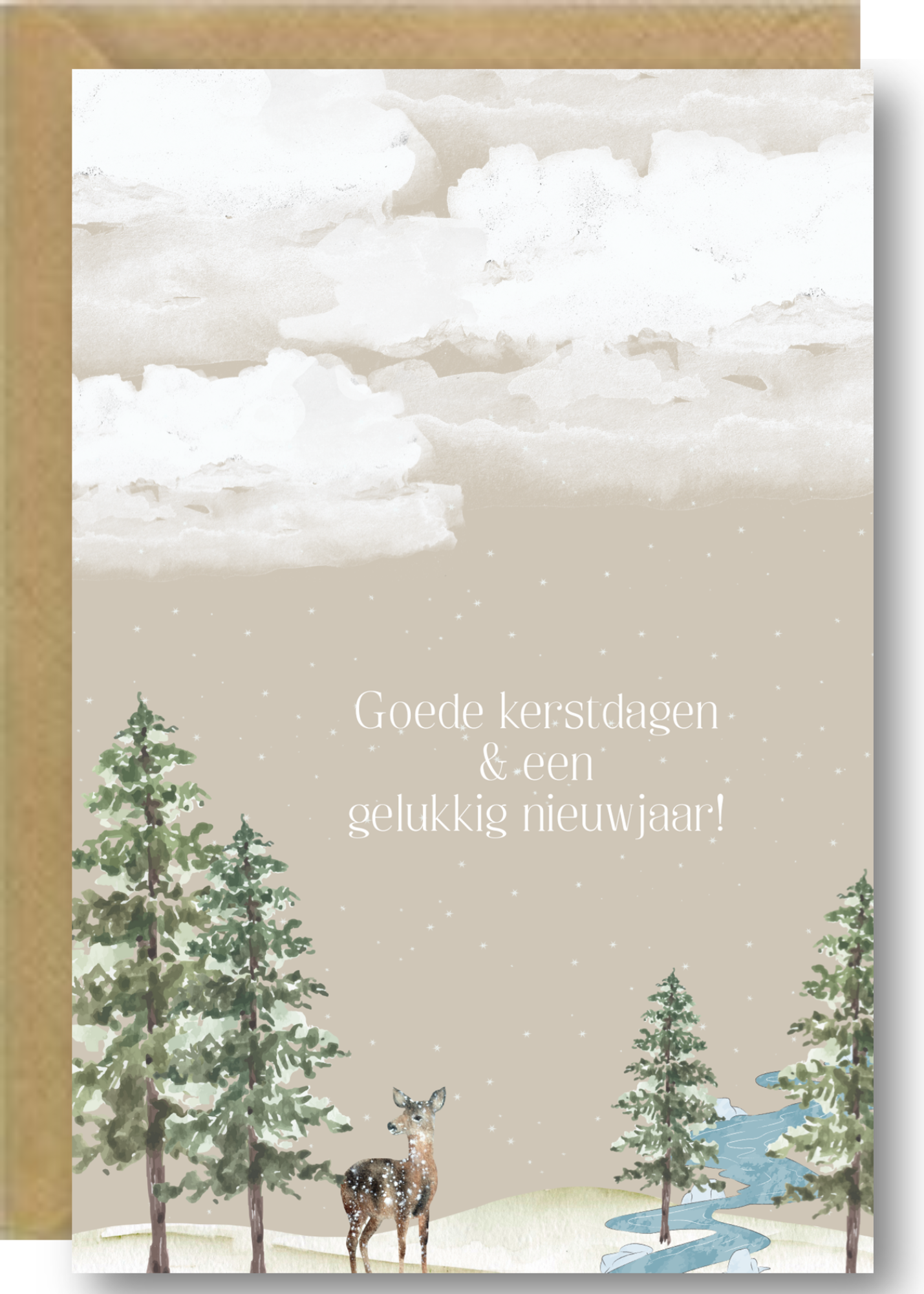 Kerstkaart 2 - Bos met hert