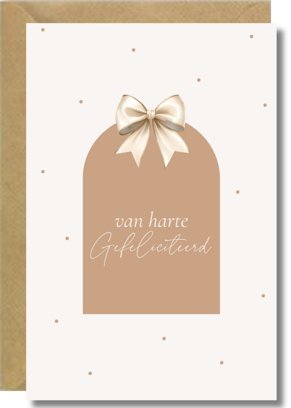 Feestkaart 1 - gefeliciteerd strik