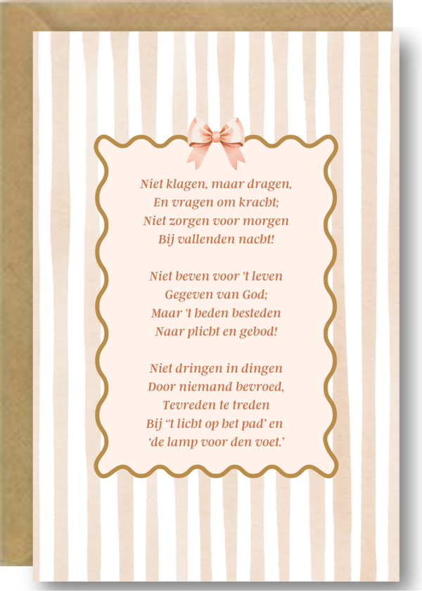 Gedicht - Niet klagen, maar dragen
