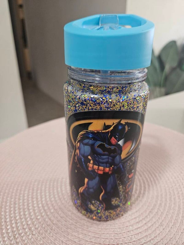 Pre Made Batman Kids Glitter Snow Globe Water Bottle