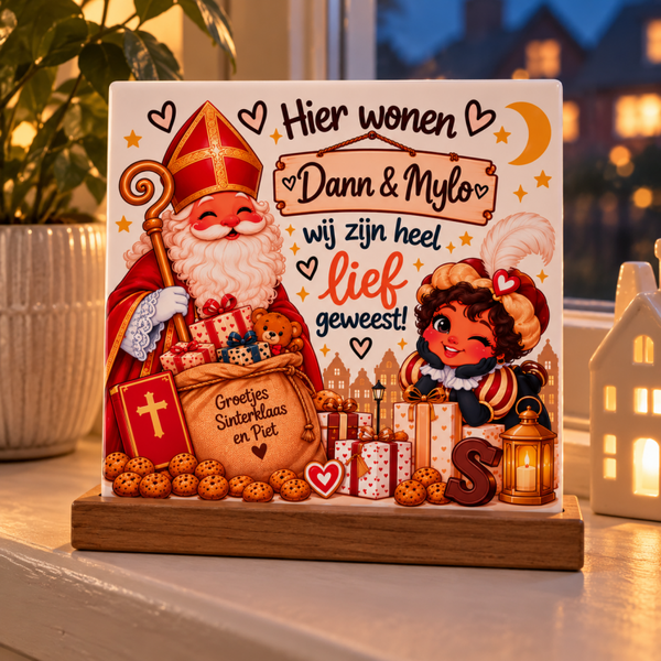 Sinterklaas Tegel met Naam 🎁 inclusief houder