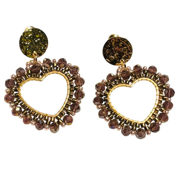 Hydro Amethist oorbellen Royal heart