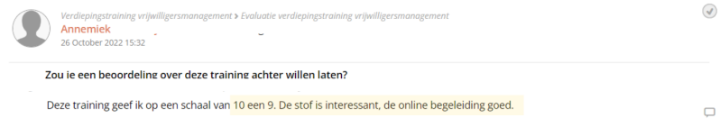 Beoordeling training vrijwilligersmanagement