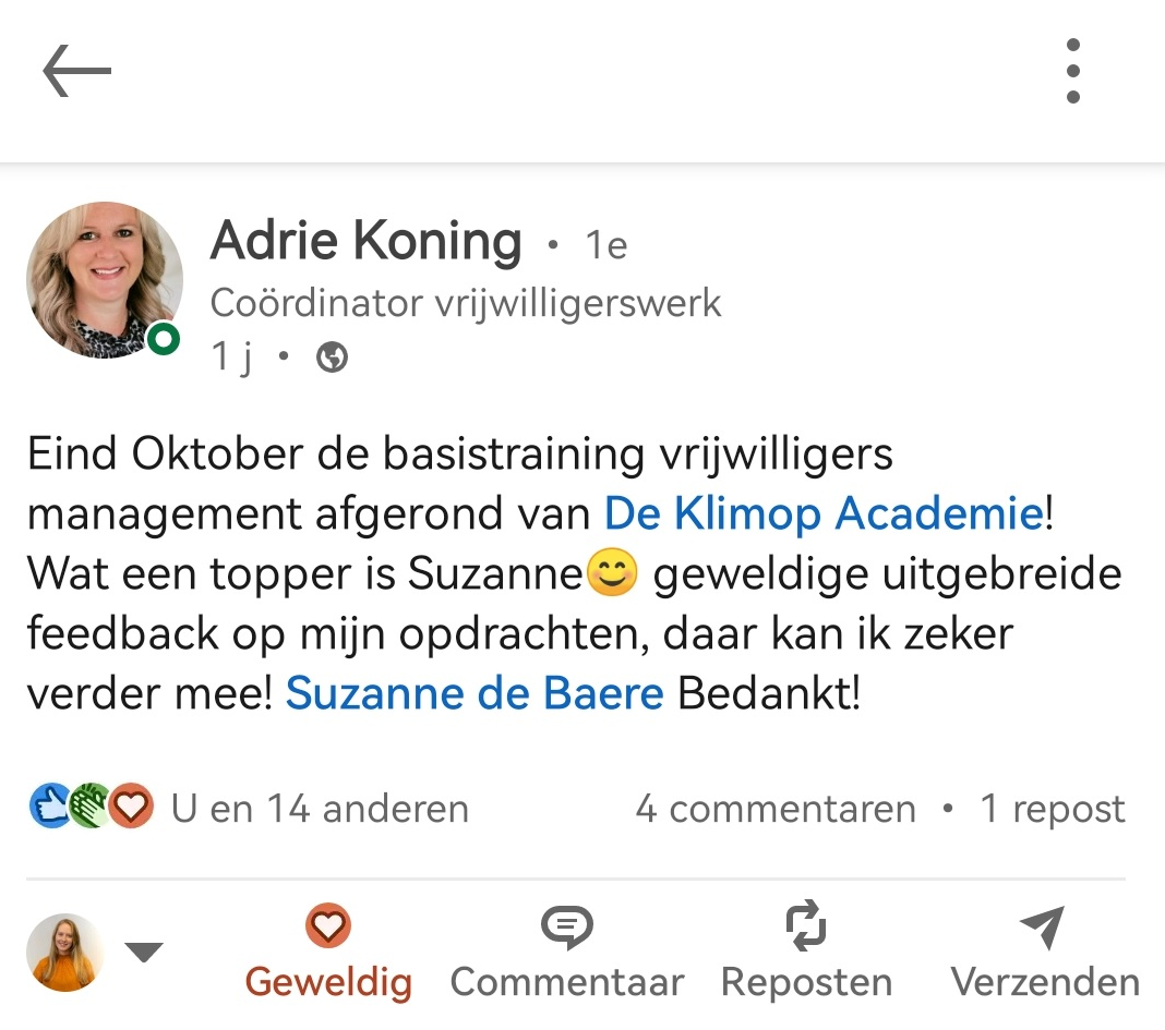 Beoordeling training vrijwilligersmanagement