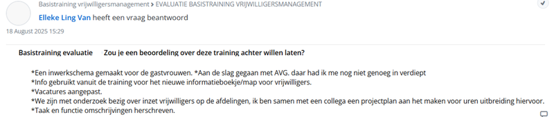 Beoordeling training vrijwilligersmanagement