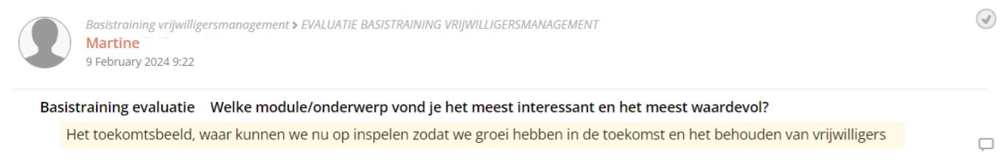 Beoordeling training vrijwilligersmanagement
