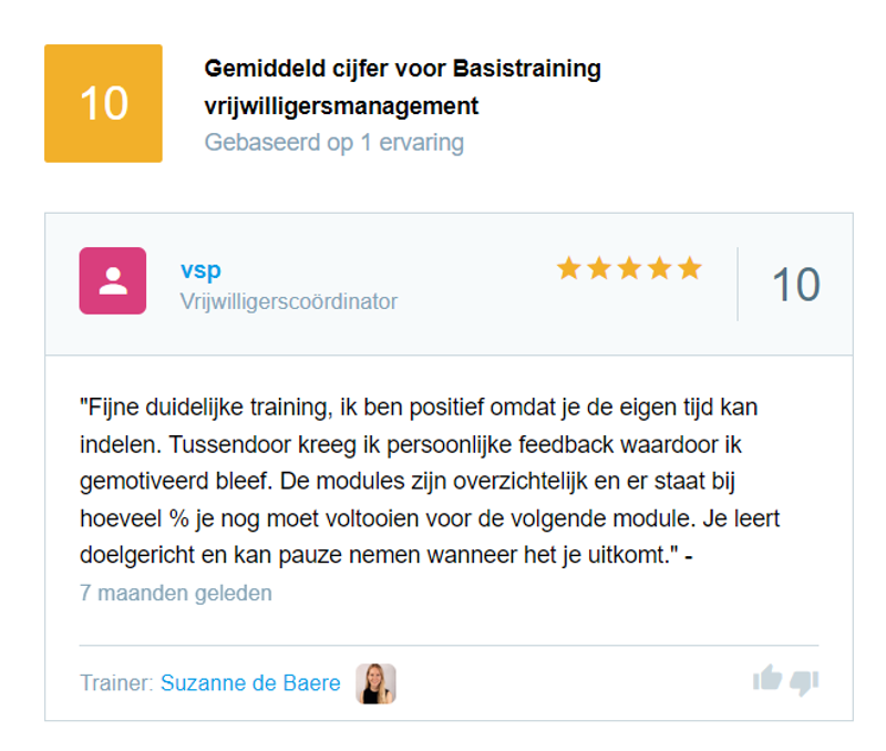 Beoordeling training vrijwilligersmanagement