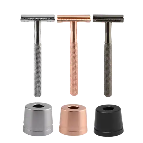 Safety Razor Scheermes 3 kleuren + Houder + 10 mesjes