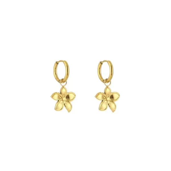 Oorring met bloem goud