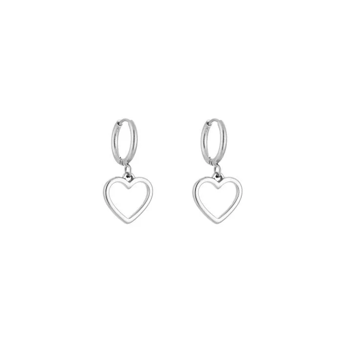 Oorring met hart zilver