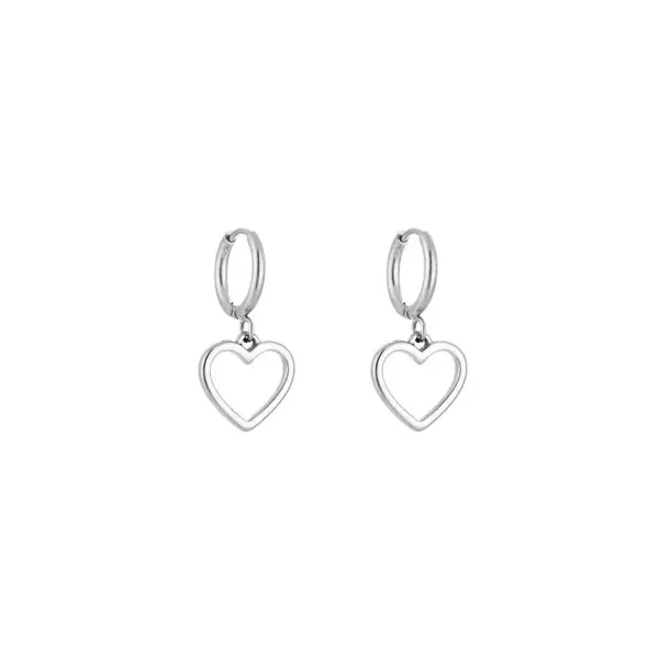 Oorring met hart zilver