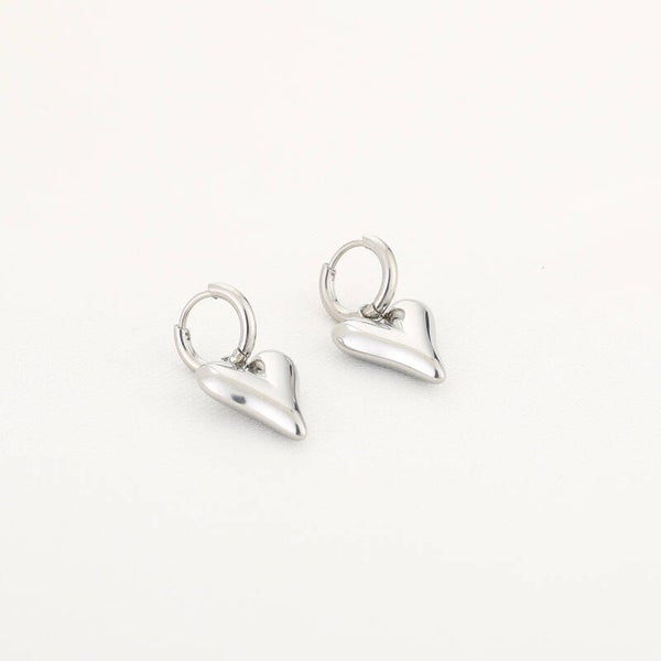 Oorbellen met hart zilver