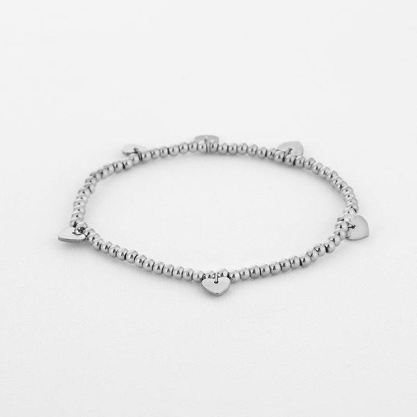 Kralen armband met hartje zilver