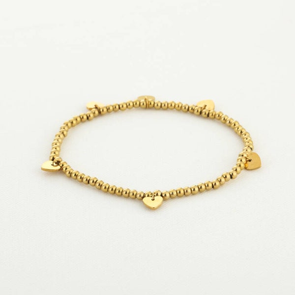 Kralen armband met hartje goud