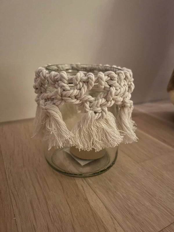 Teelicht Makramee beige