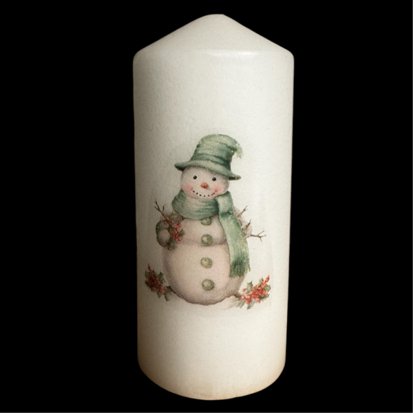 Blockkerze Schneemann