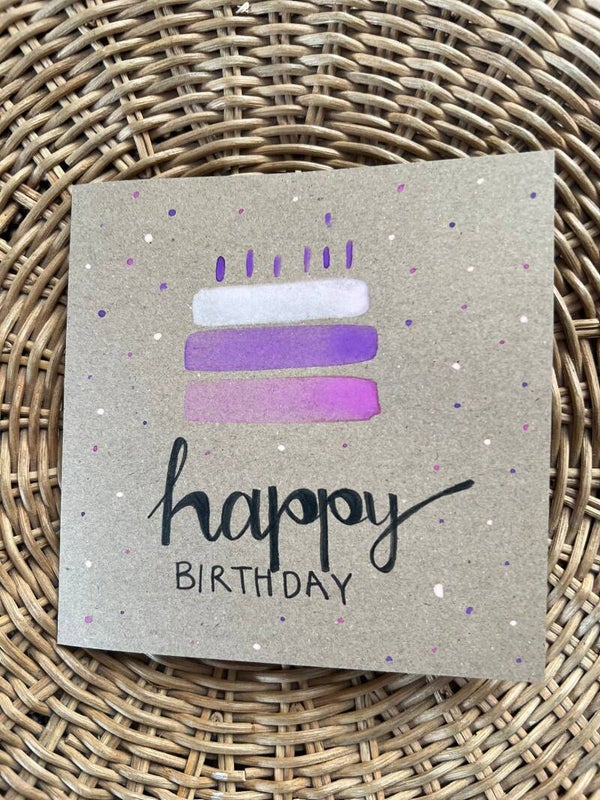 Happy Birthday - lila/violette Torte