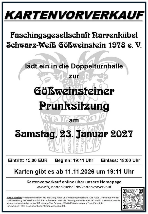 Eintrittskarte Prunksitzung Gößweinstein Samstag