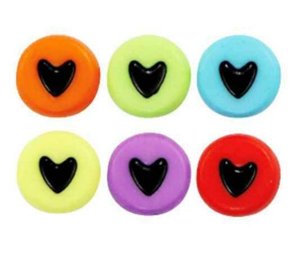 hartjes kralen mulicolour - per 10 stuks!