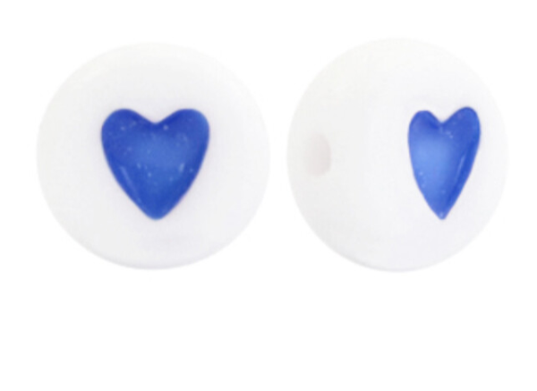 hartjes kralen - wit/blauw