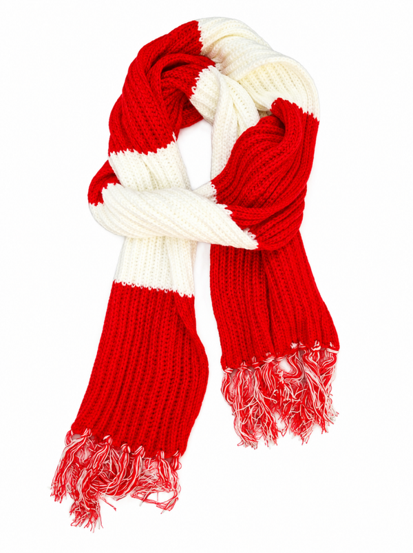Gebreide sjaal rood wit