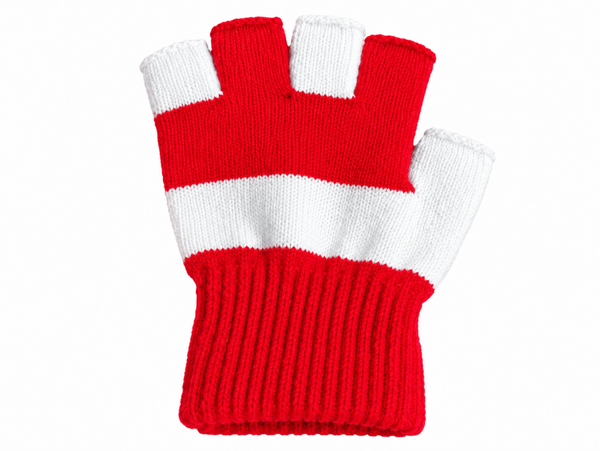 Handschoen rood wit vingerloos