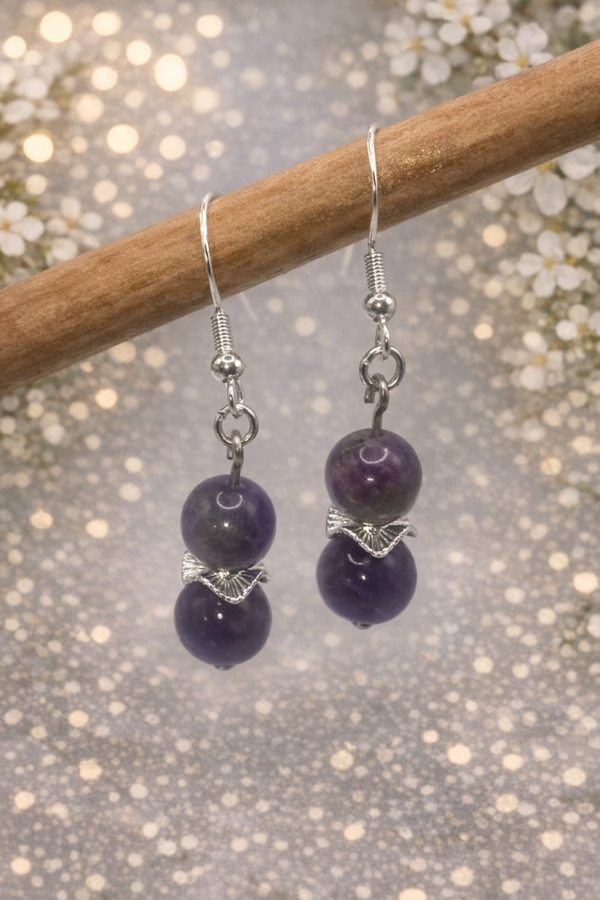 Boucles d'oreilles " Nuit d'Améthyste "