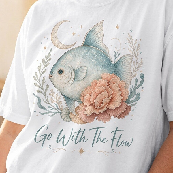 Go With The Flow Moonfish PNG – Coastal Boho Sublimatie Design