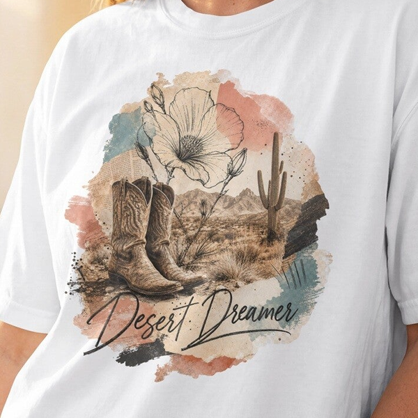 Desert Dreamer Western PNG – Cowboy Boots Sublimatie Design