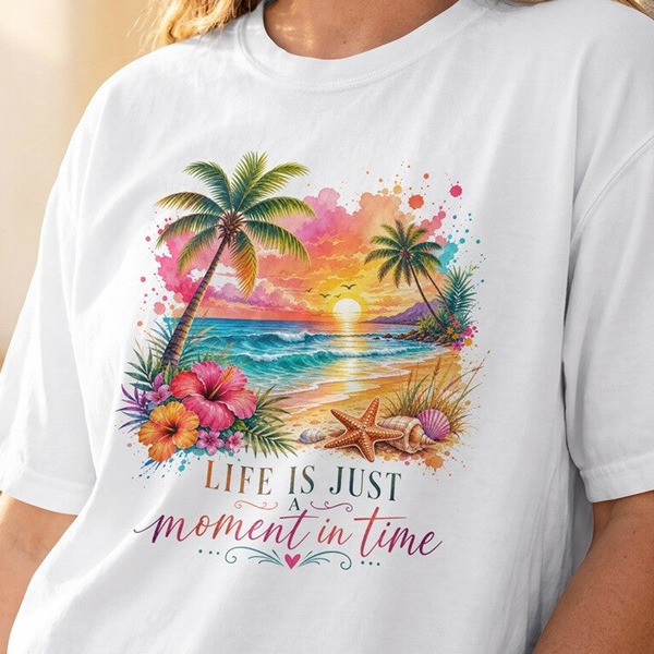 Tropical Sunset Beach PNG – Palmboom, Oceaangolven & Zomerdesign