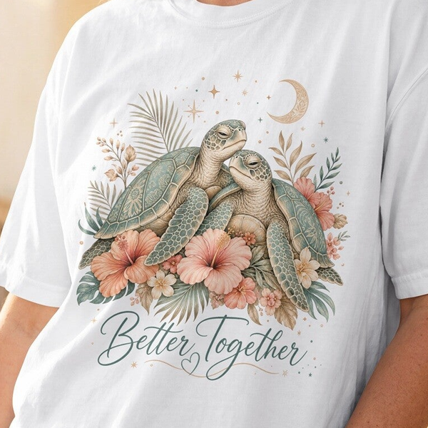 Better Together Zeeschildpadden PNG – Coastal Boho Sublimatie Design