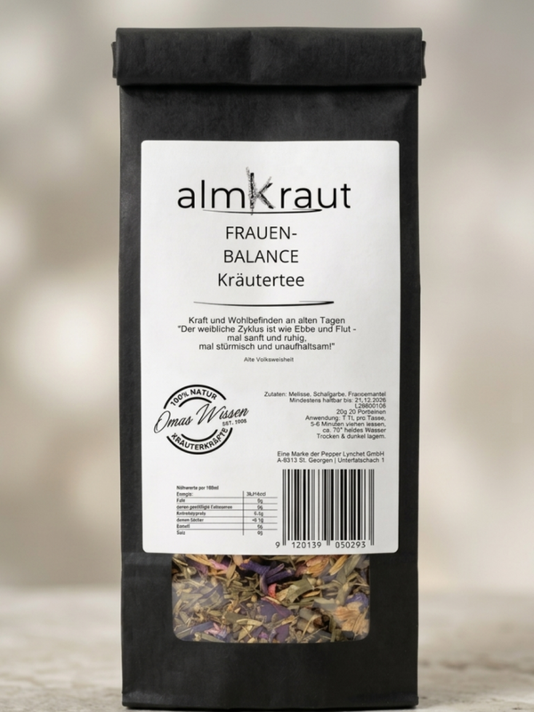 Frauen-Balance Kräutertee - um Kraft und Wohlbefinden an allen Tagen des weiblichen Zyklus zu fördern