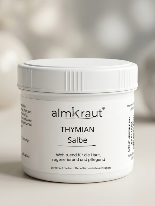 Thymian Salbe - um das Wohlbefinden im Brust- und Halsbereich zu fördern, besonders in der kalten Jahreszeit