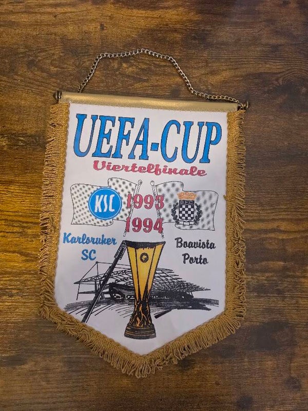 Karlsruher SC vs. Boavista Porto – UEFA-Cup Viertelfinale 1993/94 – Spielwimpel