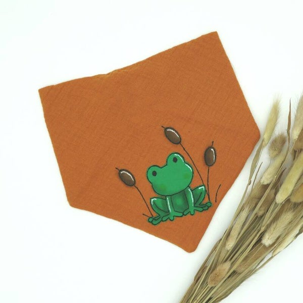 Musselin Halstuch Kürbis mit Frosch 0-3 Jahre