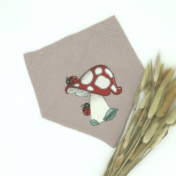 Musselin Halstuch Altrosa mit Pilz 0-3 Jahre