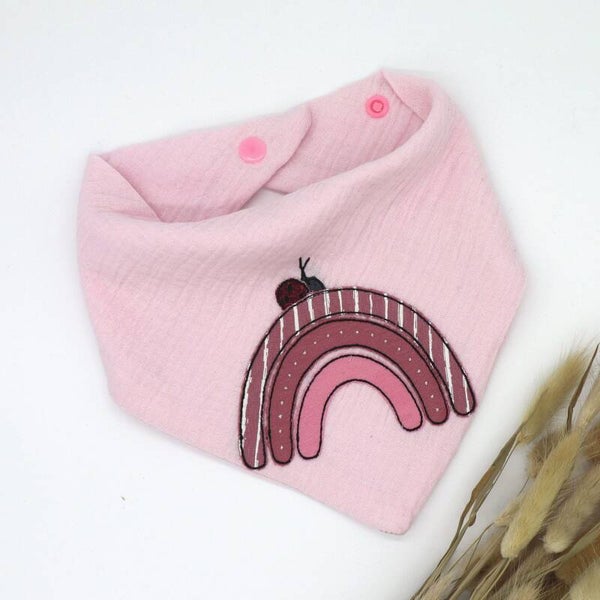 Musselin Halstuch Rosa mit Regenbogen 0-3 Jahre