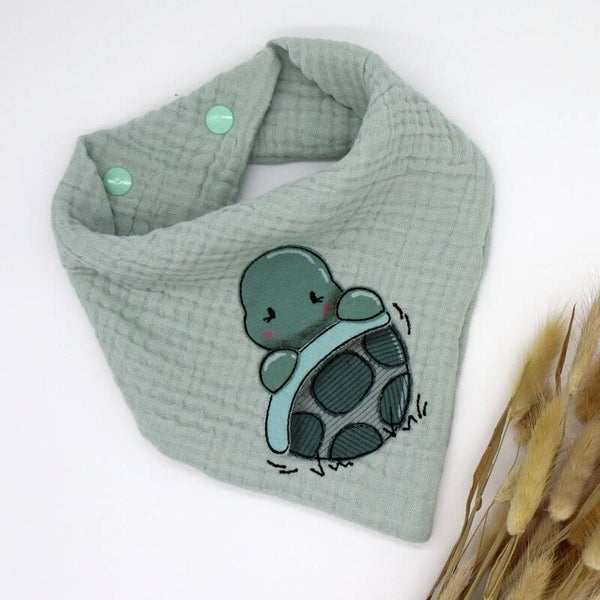 Musselin Halstuch Mint mit Schildkröte 0-3 Jahre