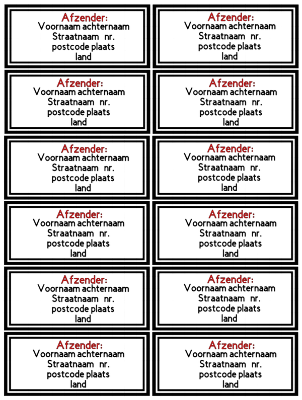 Adres stickers set van 20